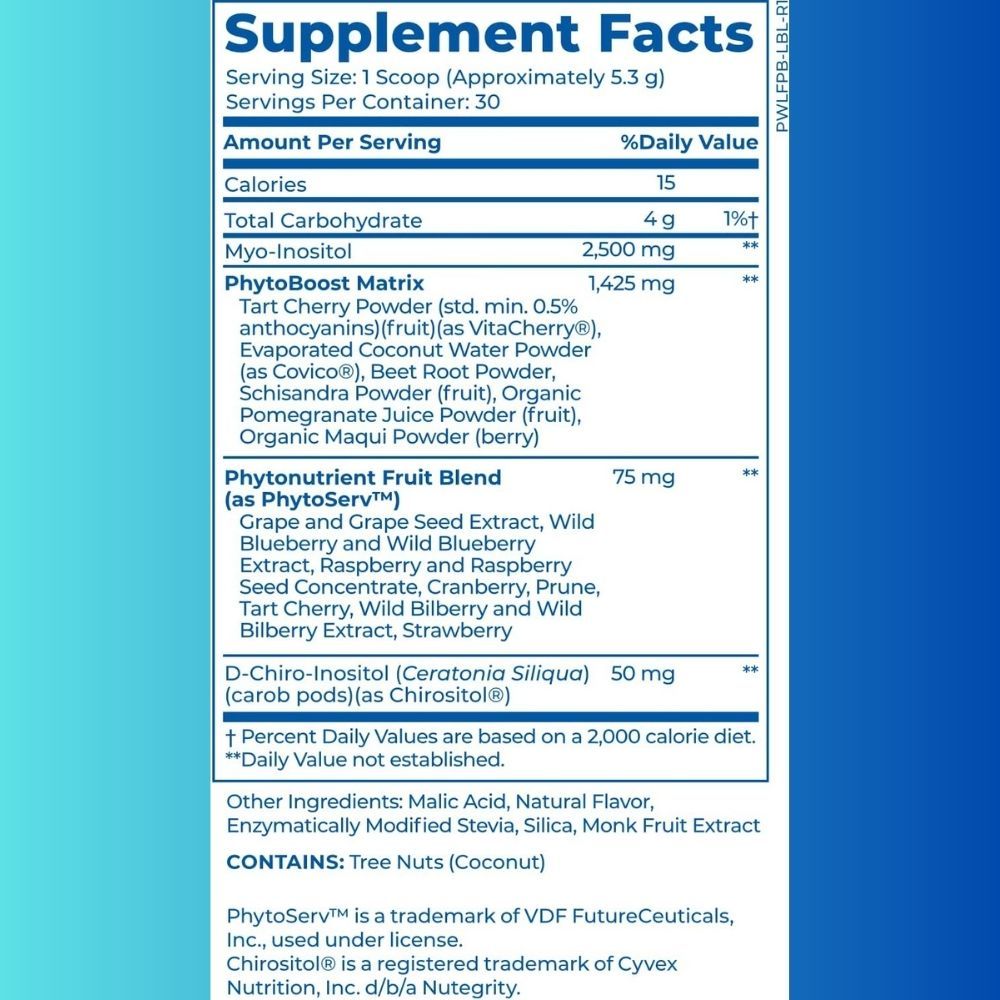 List of supplement facts about Power Life foundation phytonutrients.