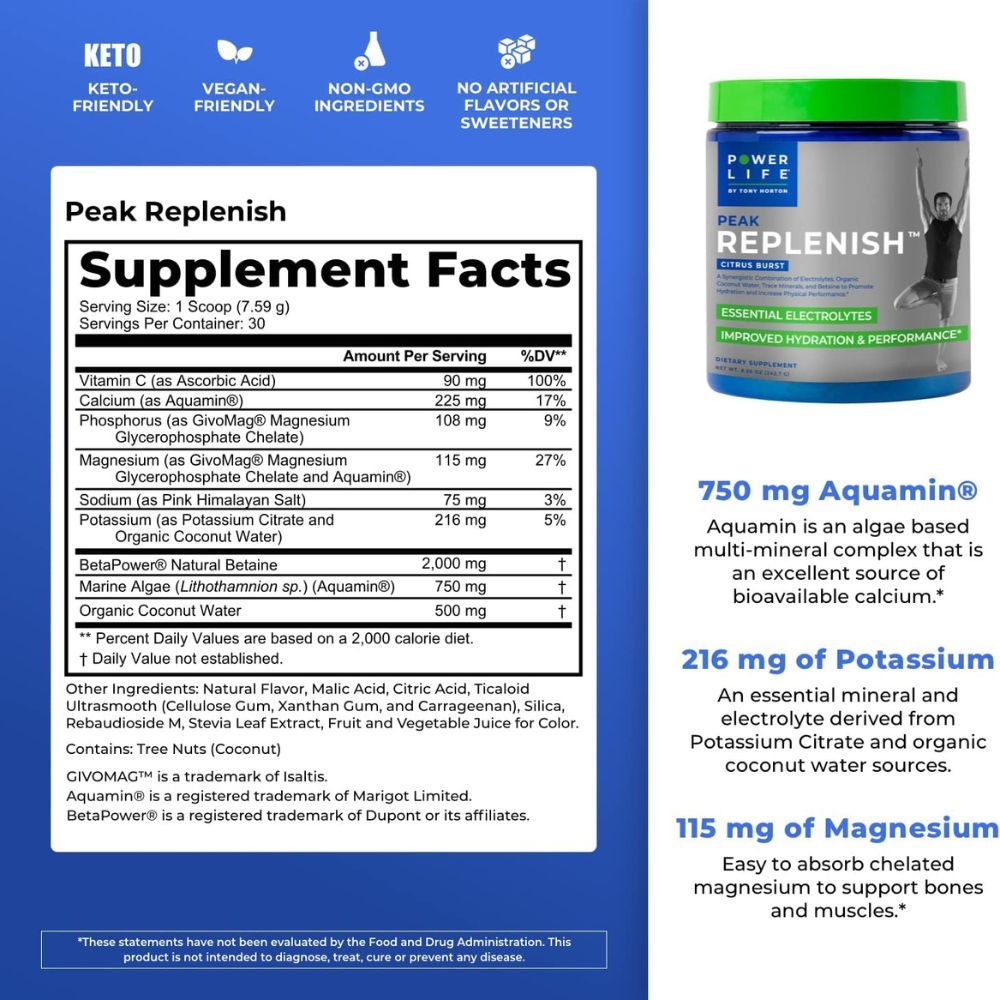 Supplement Facts for Power Life Peak Replenish